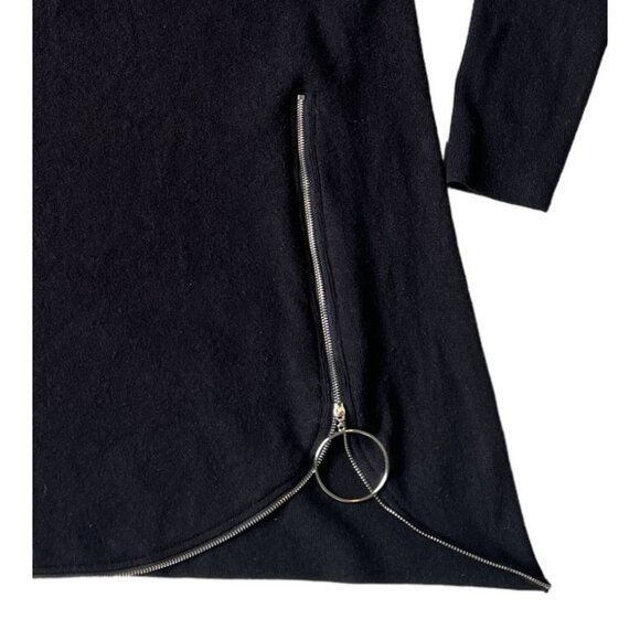 Fleur De Lis Black Long Sleeve Tunic Sweater With Zipper Detail Size L Soft - Picture 4 of 7